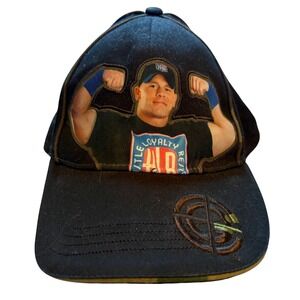 WWE John Cena Hat 2010 Hustle Loyalty Respect Black Wrestling Baseball  OS Y2K
